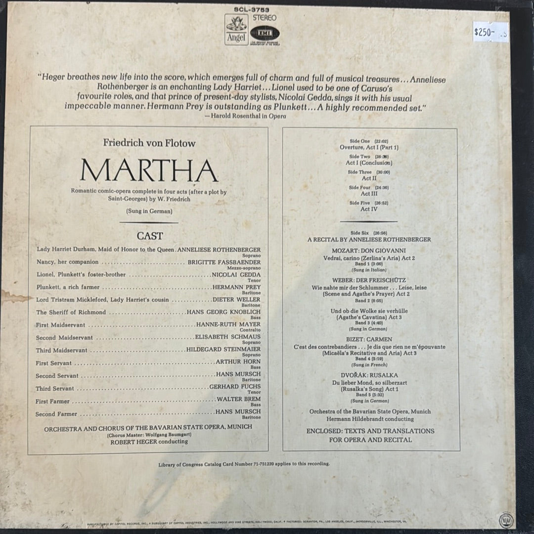 MARTHA OPERA Friedrich von Flotow